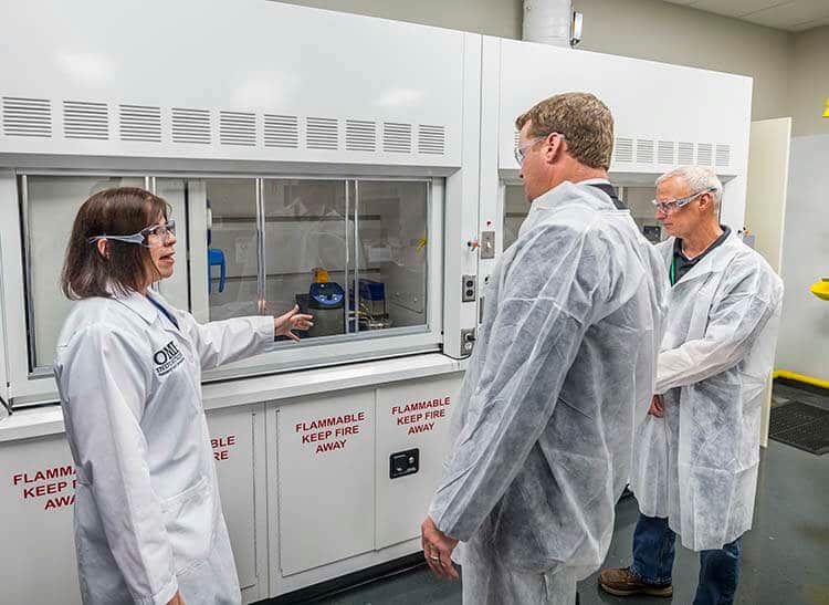 Dr. Laura Haupert shows guests new R&D facility